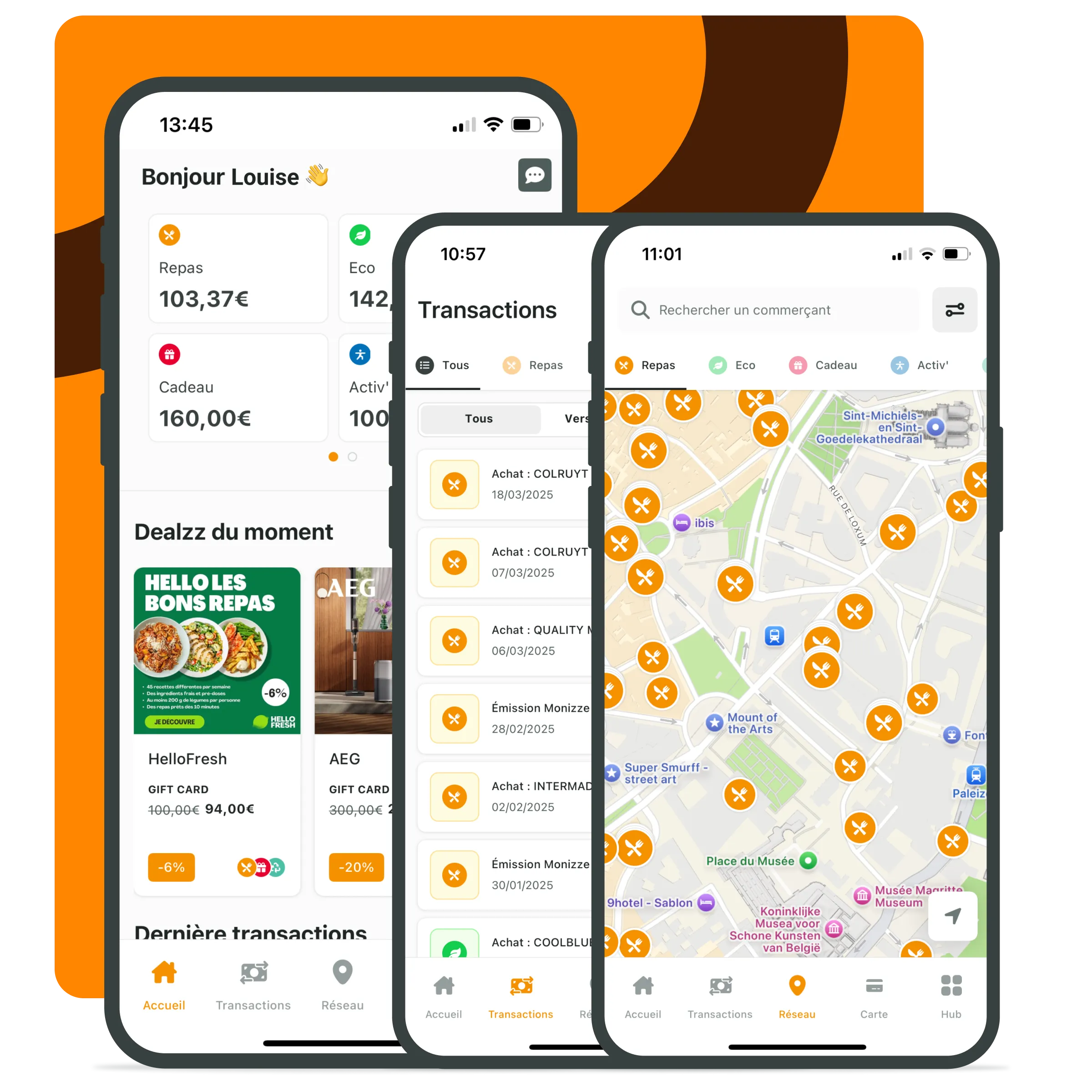 Application mobile Monizze — onglet Cartes