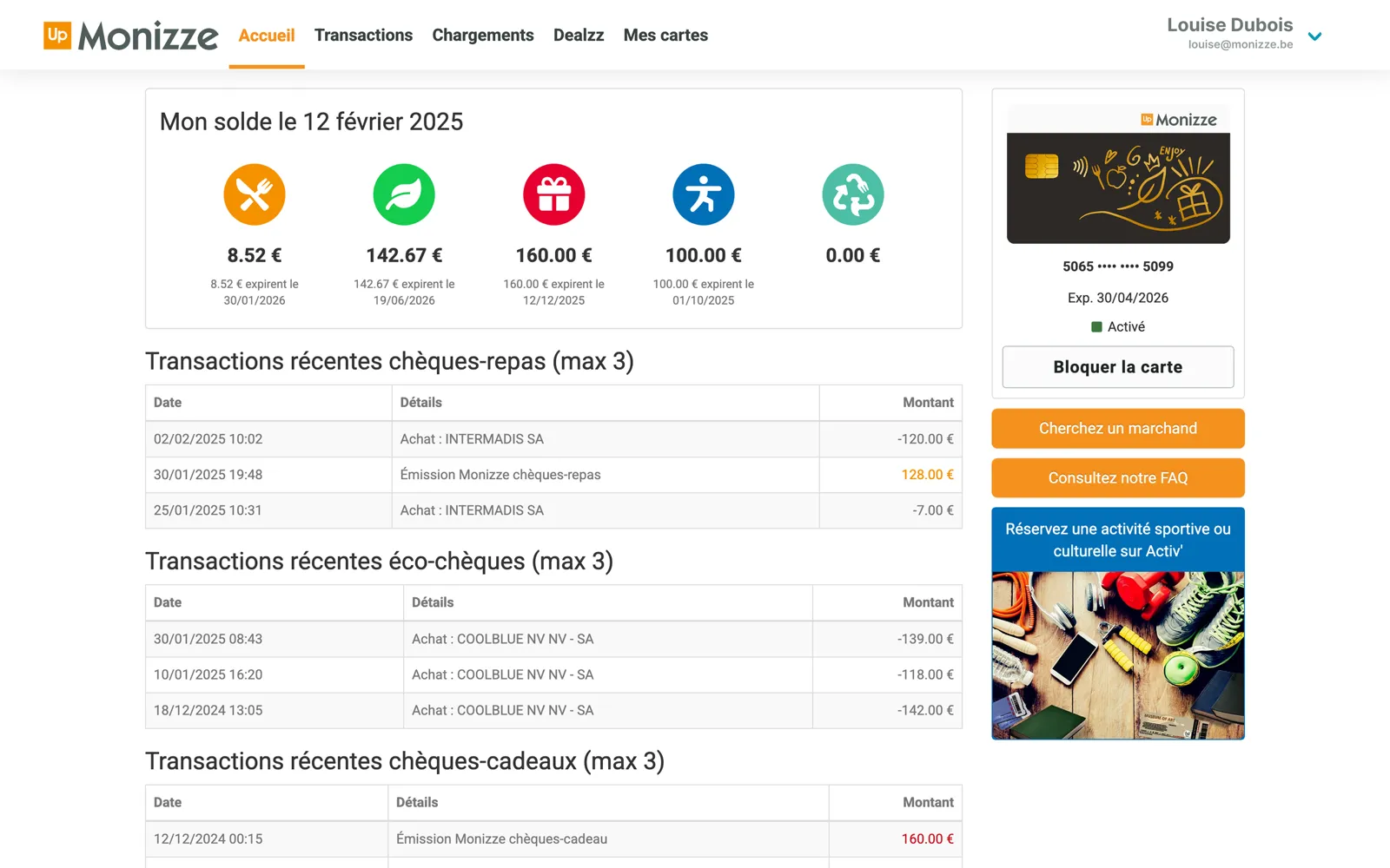 Monizze mobile app