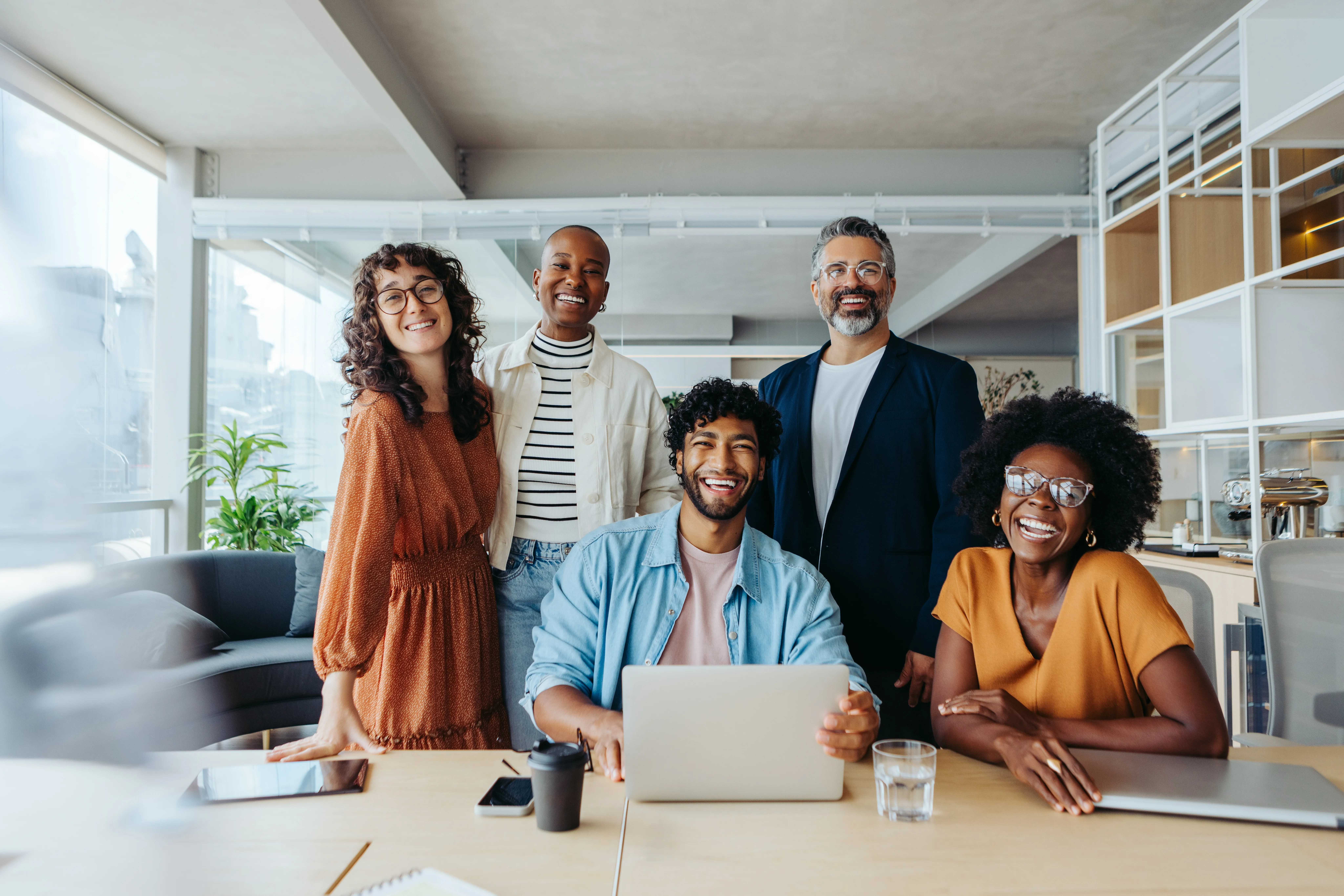 Smiling team in a modern office